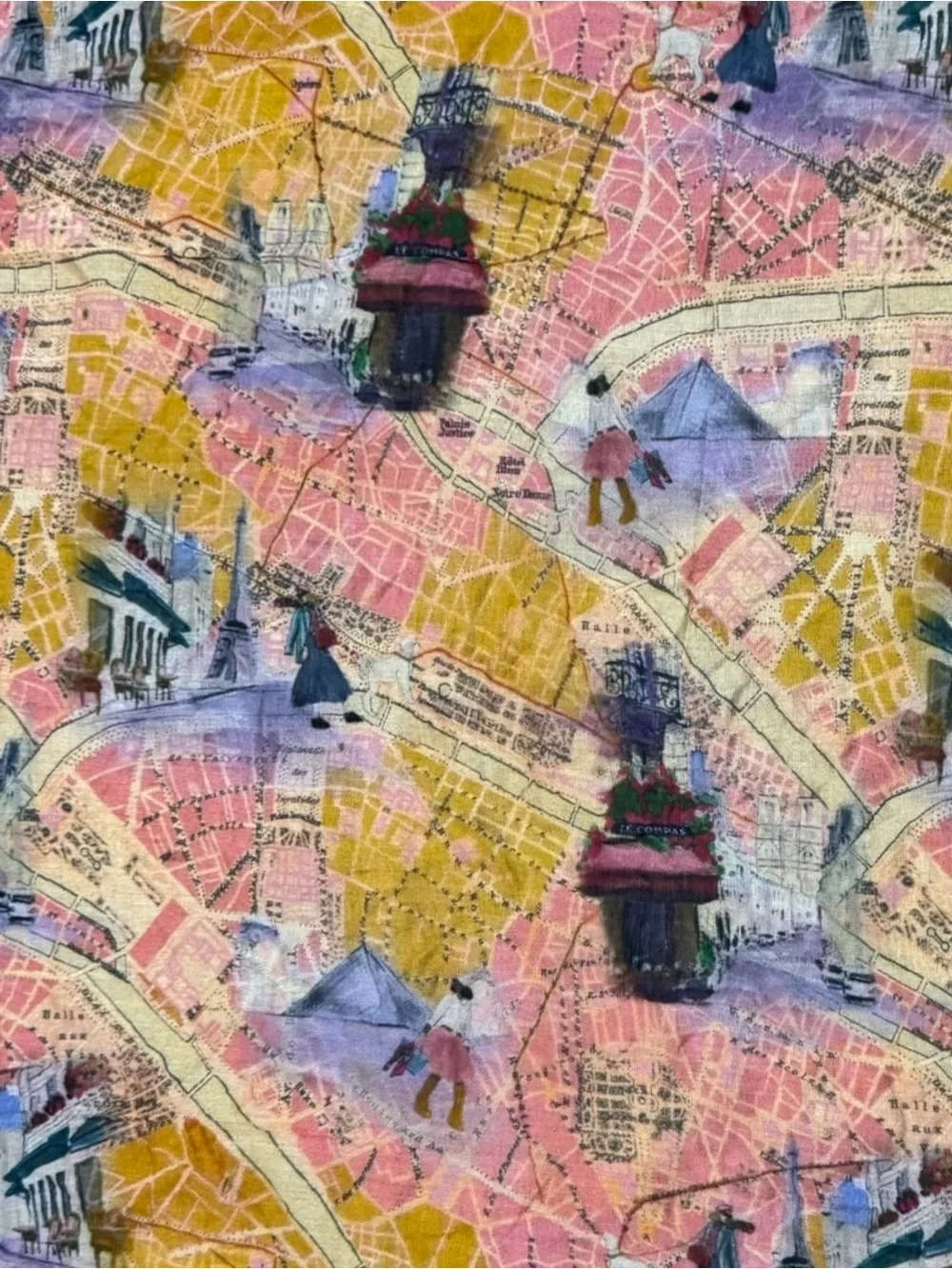 Patricia Nash Paris Map Travel Print Viscose Square Scarf Wrap